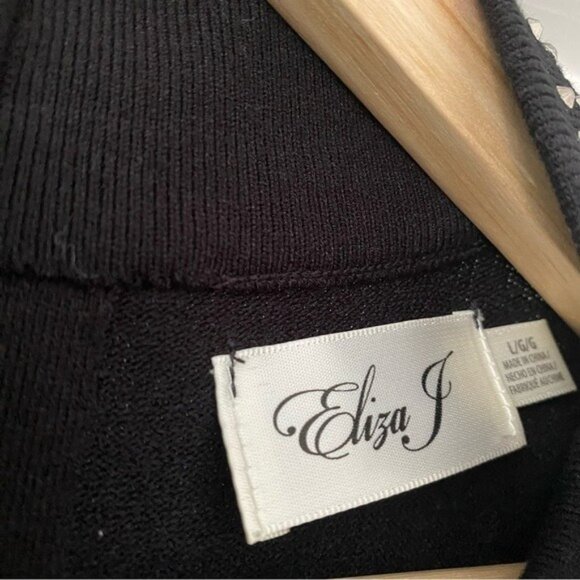 ELIZA J NEW Holiday Rhinestone Embellished Stretch Crepe Dress Sz Large Evening - Picture 4 of 8